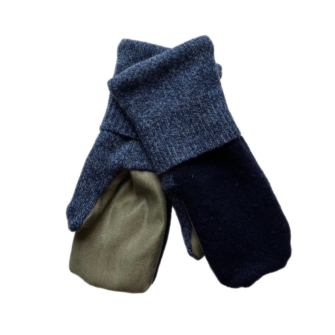 Green and Blue Mens Driving Mittens