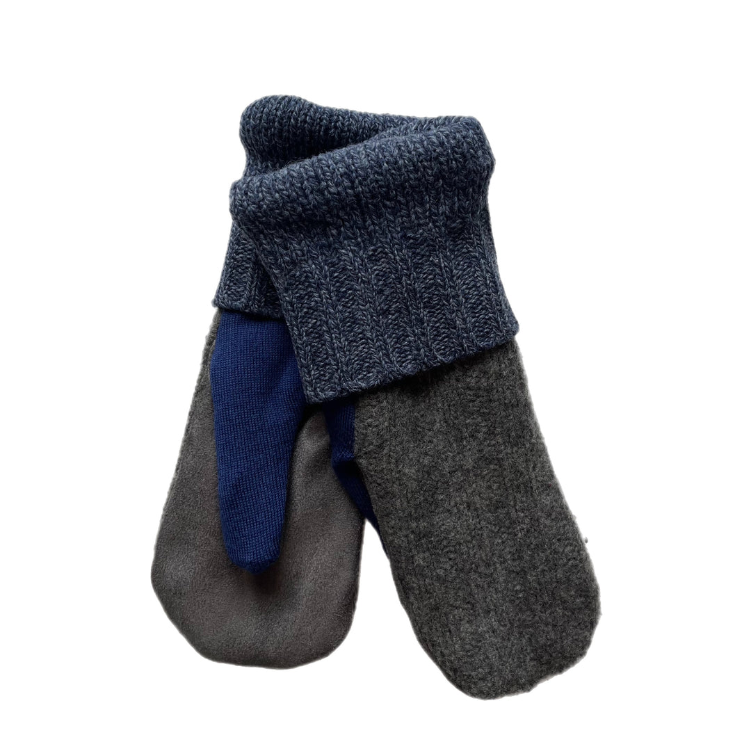 Grey and Blue Mens Driving Mittens