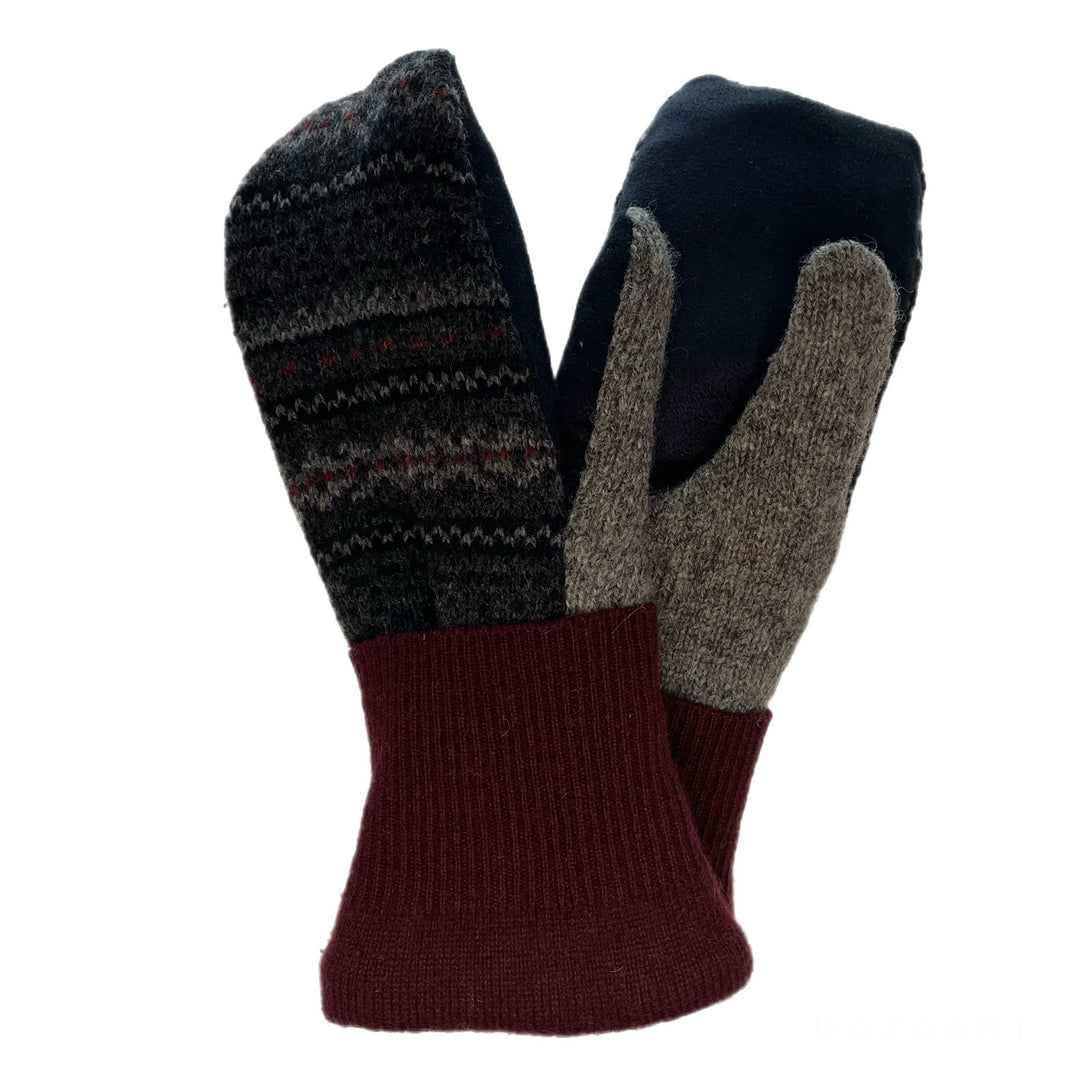 Mens Driving Mittens Grey Nordic with Black