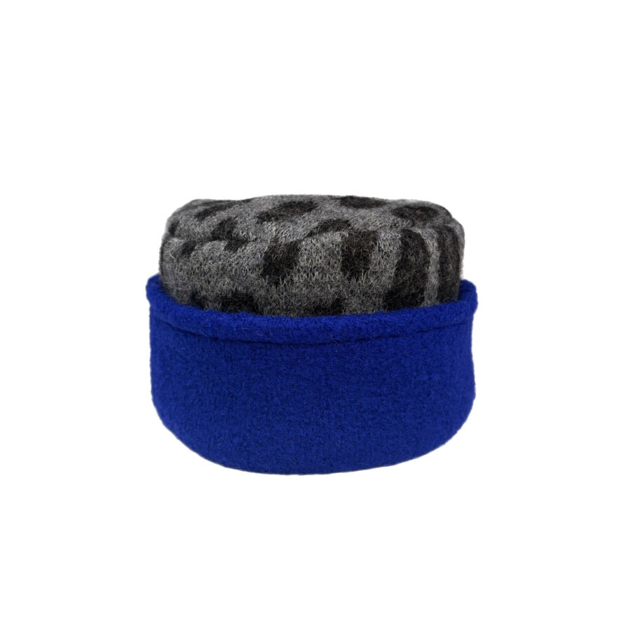 Kids Hat - Charcoal & Black Animal Print with Royal Blue - 168