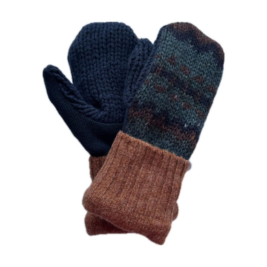 Men's Mittens - Blue & Rust Nordic - 374