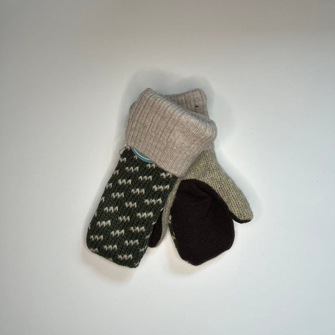 Green, Brown & Cream Mittens