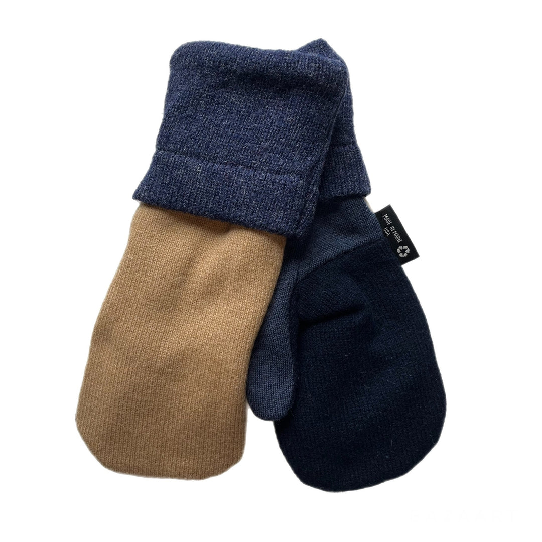 Beige and Blue Mens Mittens