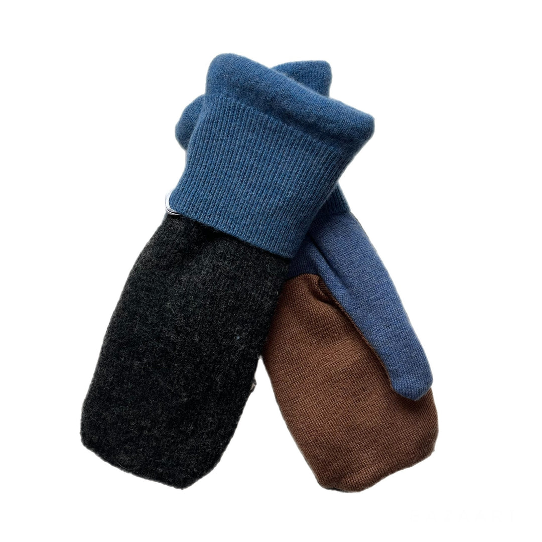 Grey Brown and Blue Mens Mittens