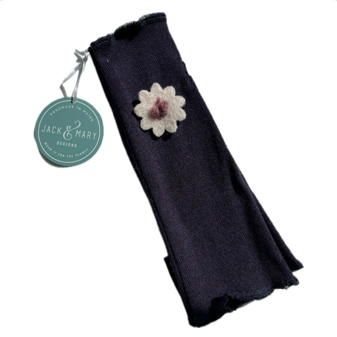 Fit & Flare Fingerless - Purple with Cream Flower