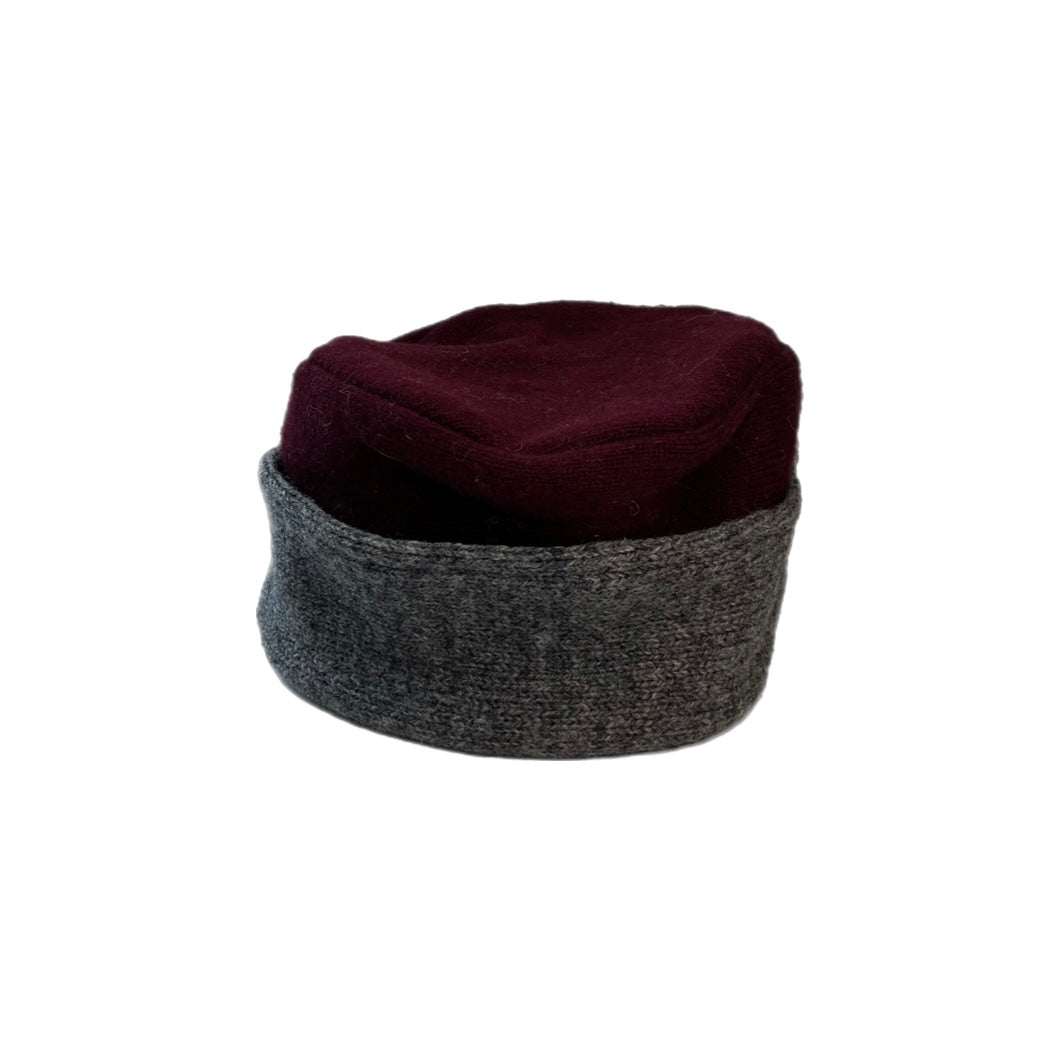 Womens Grey and Maroon Hat