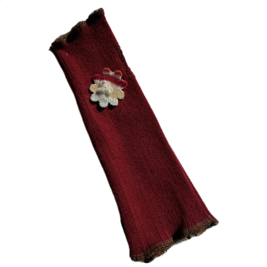  Fit & Flare Fingerless - Red with Striped Flower