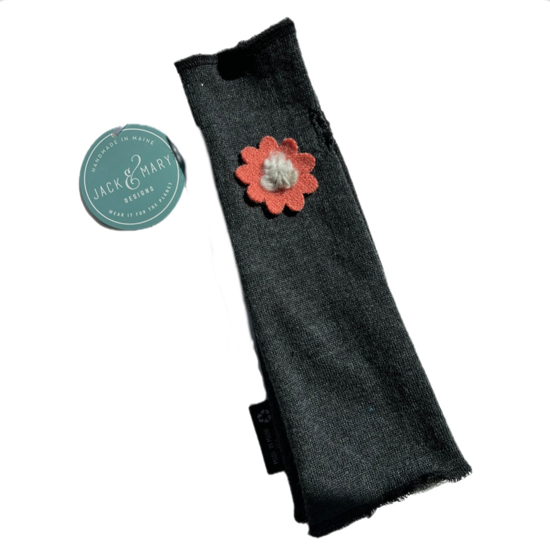 Fit & Flare Fingerless - Charcoal with Salmon Flower