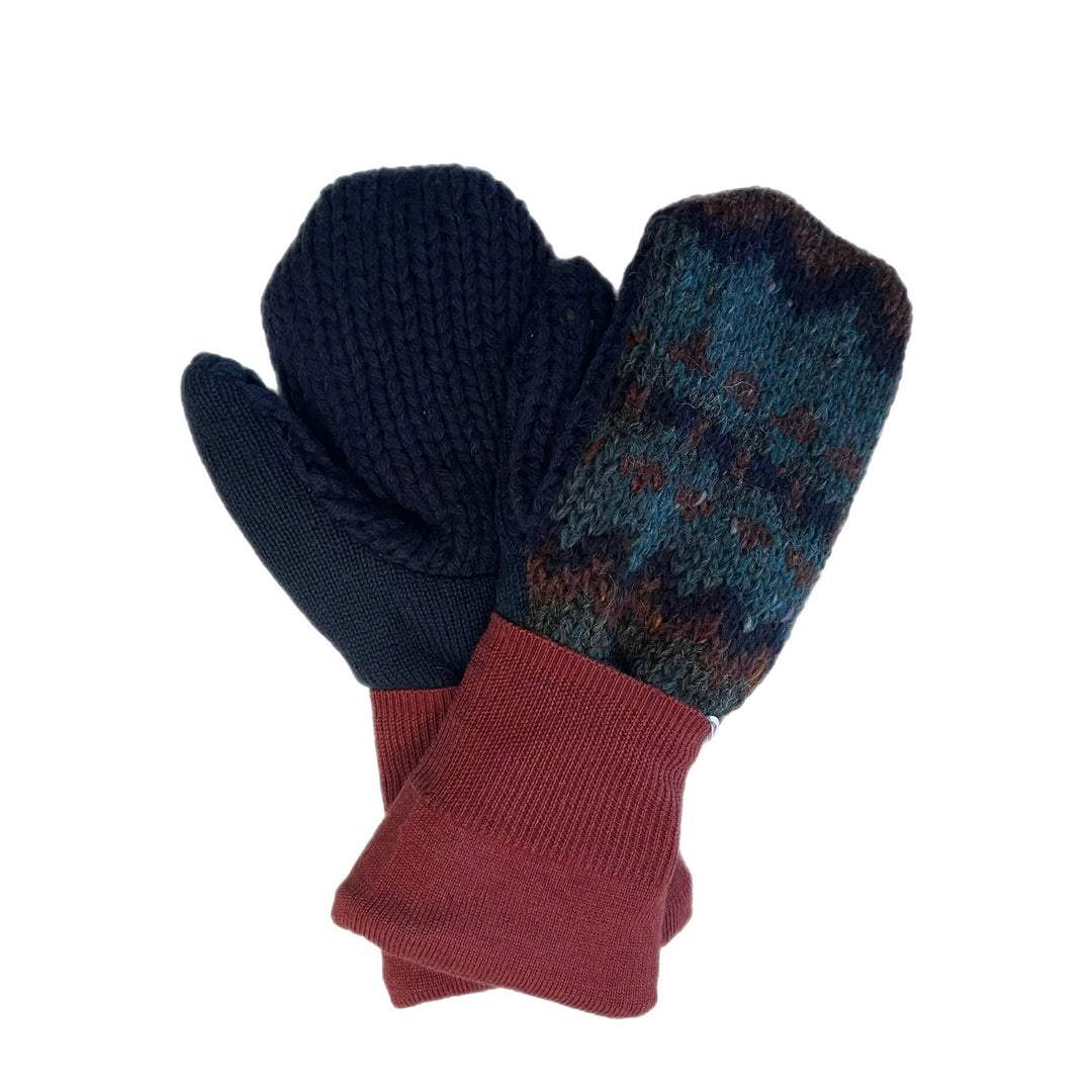 Mens Blue and Red Mittens