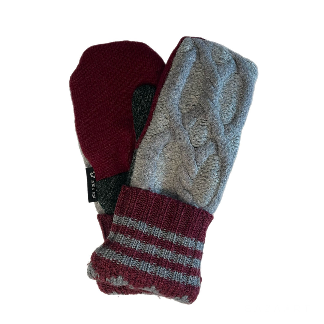 Mens Grey and Red Mittens