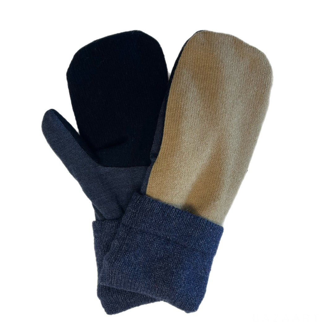 Mens Tan and Blue Mittens