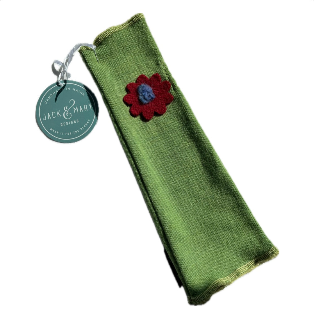 Fit & Flare Fingerless - Lime Green with Red Flower