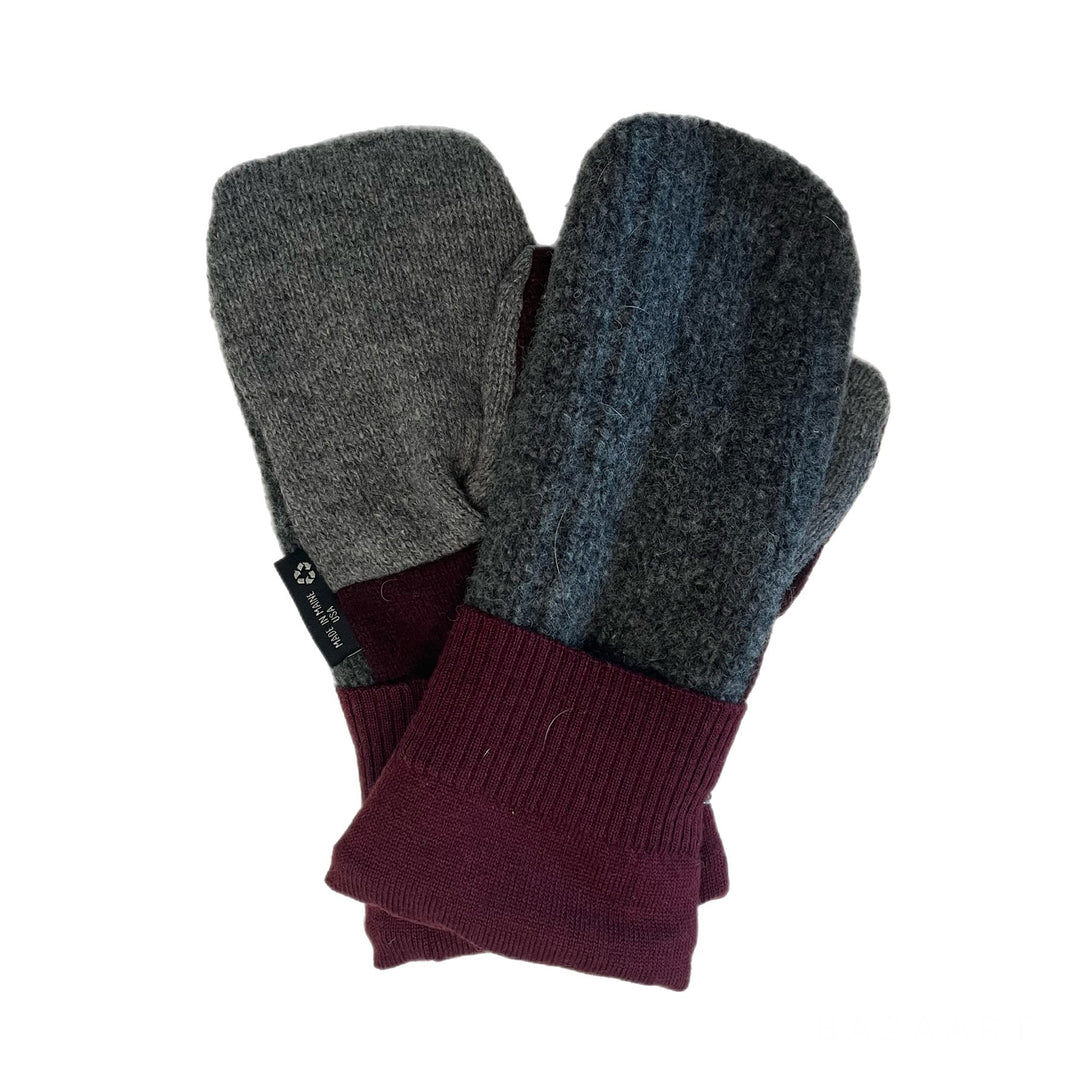 Mens Mittens Grey and Maroon