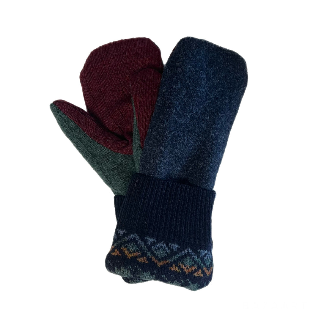 Mens Blue and Maroon Mittens