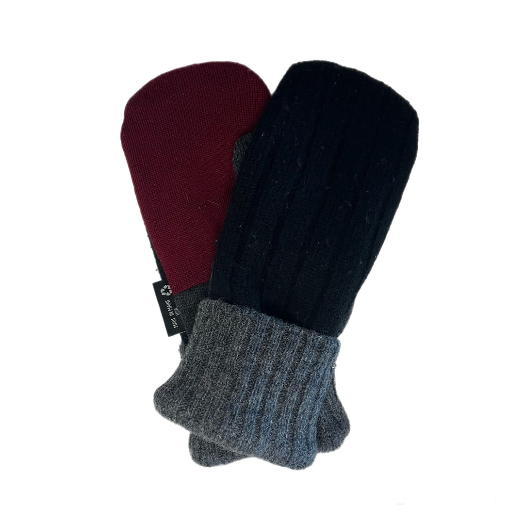 Mens Black and Red Mittens