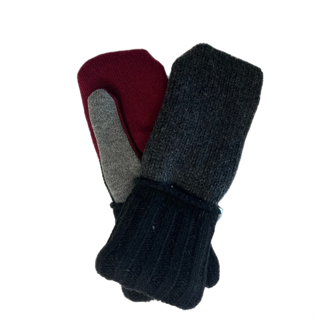 Mens Grey and Red Mittens
