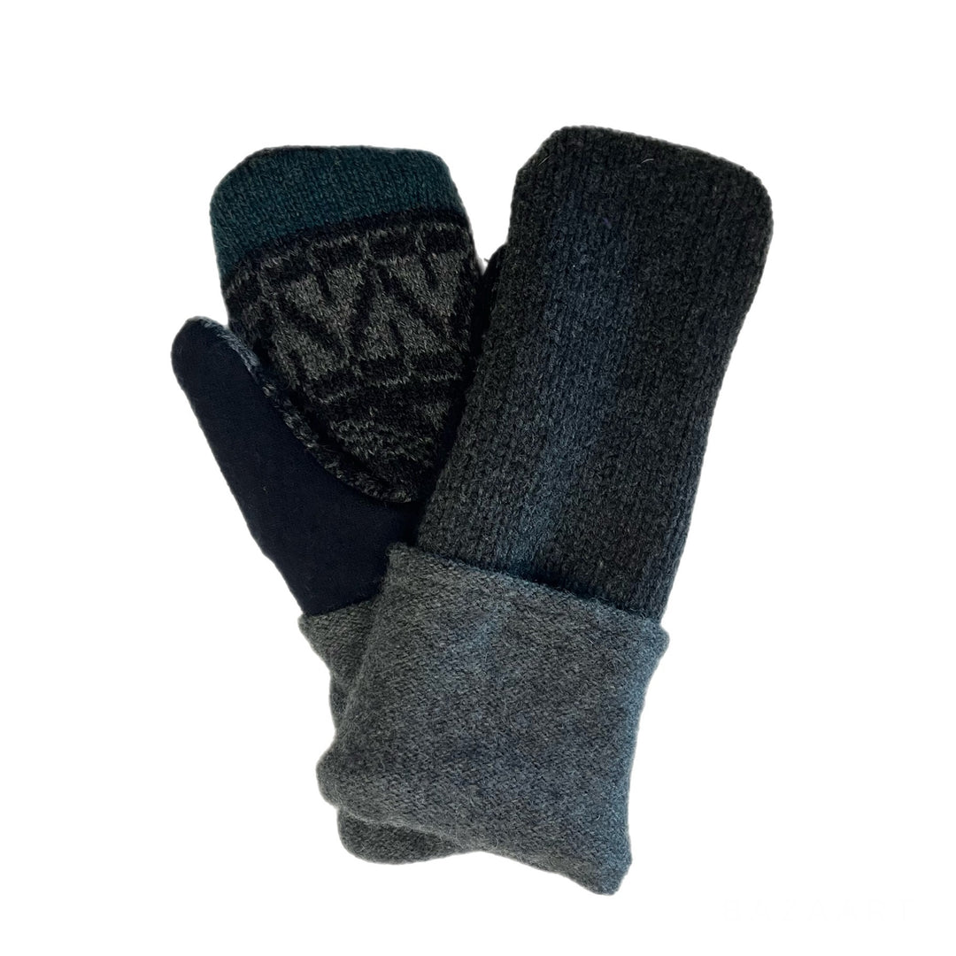 Mens Grey and Black Mittens