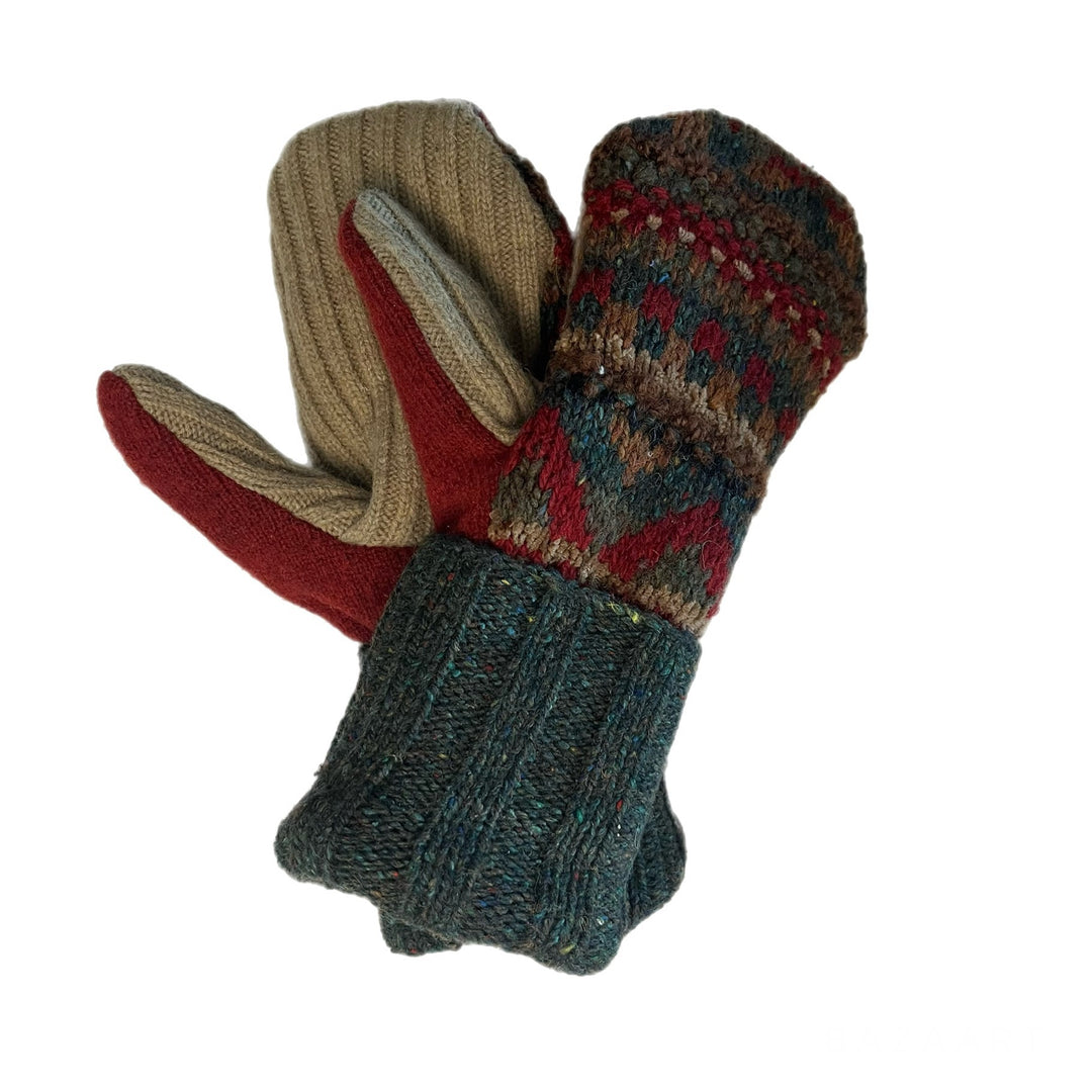 Mens Red & Green Nordic Mittens