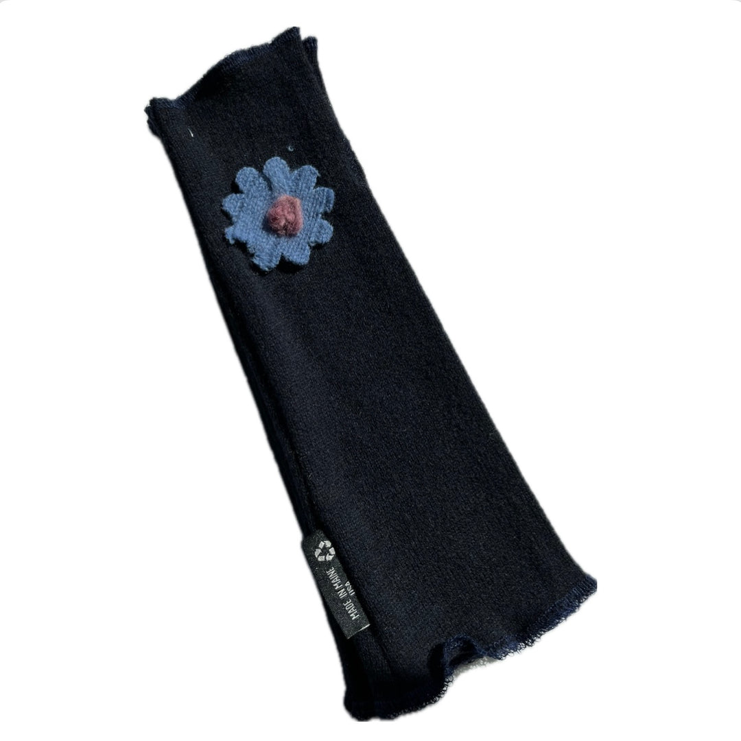 Fit & Flare Fingerless - Navy with Blue Flower