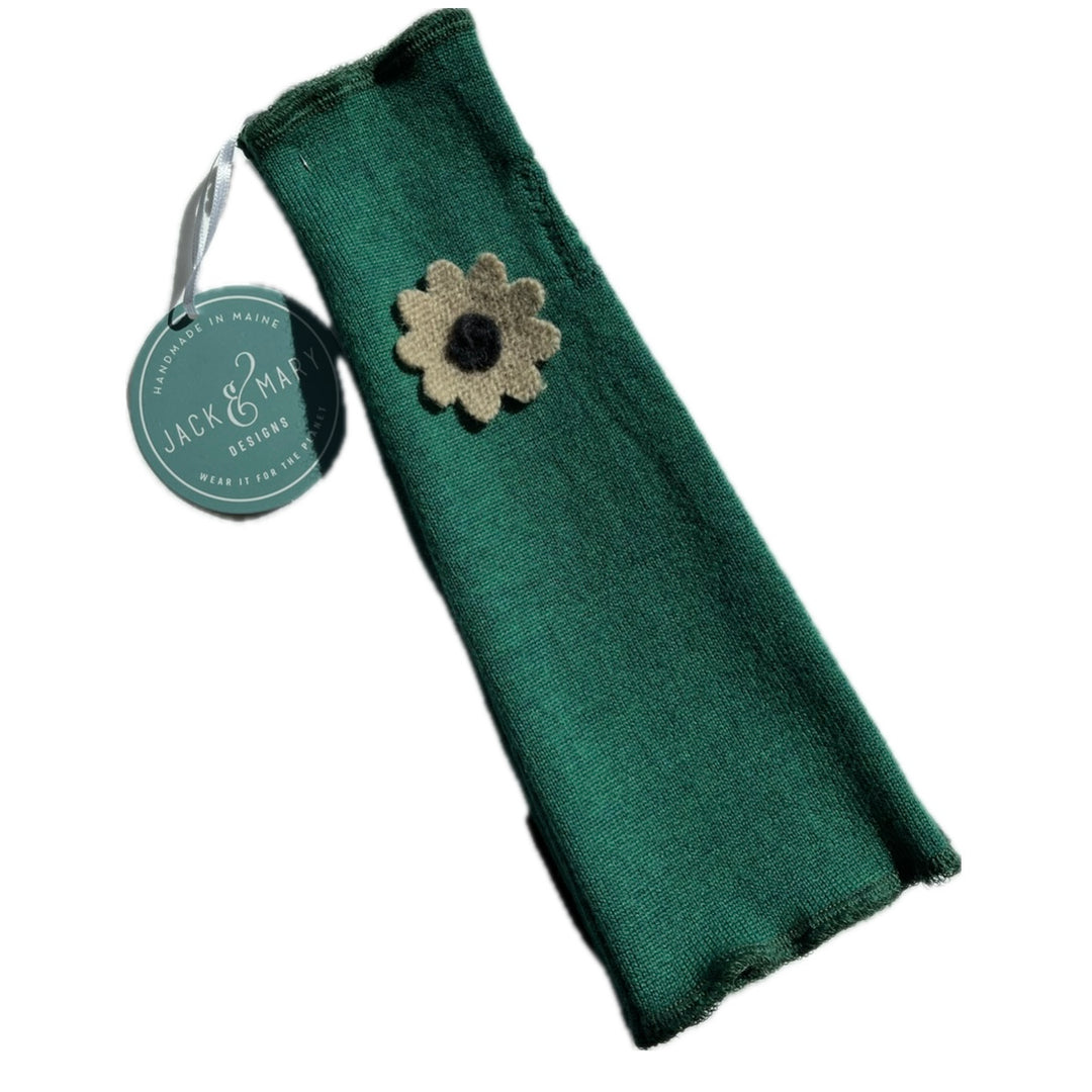 Fit & Flare Fingerless - Green with Beige Flower