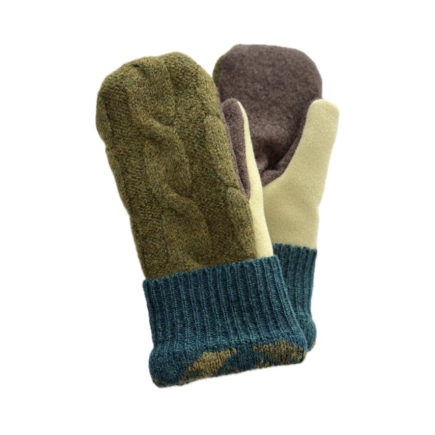 Women's Mittens - Mossy Green & Teal  - 1652