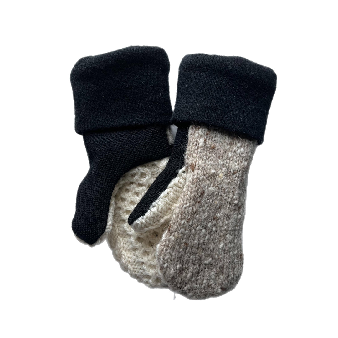 Beige and Black Womens Mittens