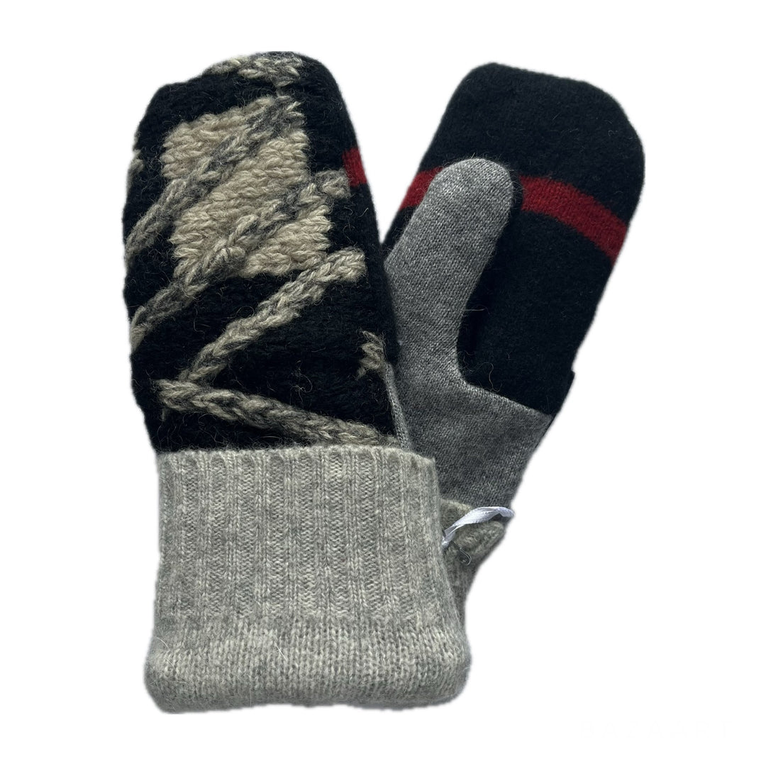Womens Small Mittens Black and Grey