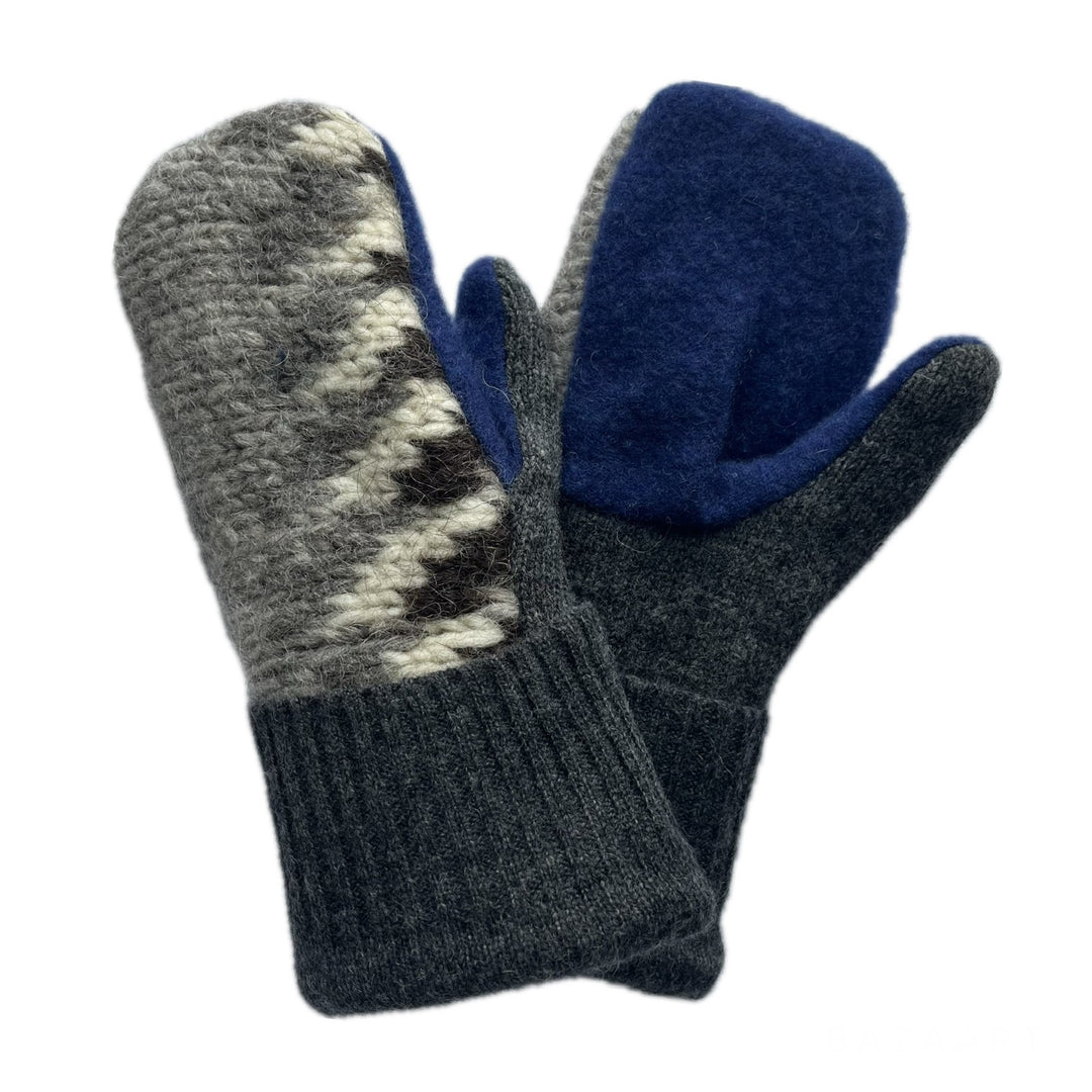 Womens Small Mittens Blue & Grey