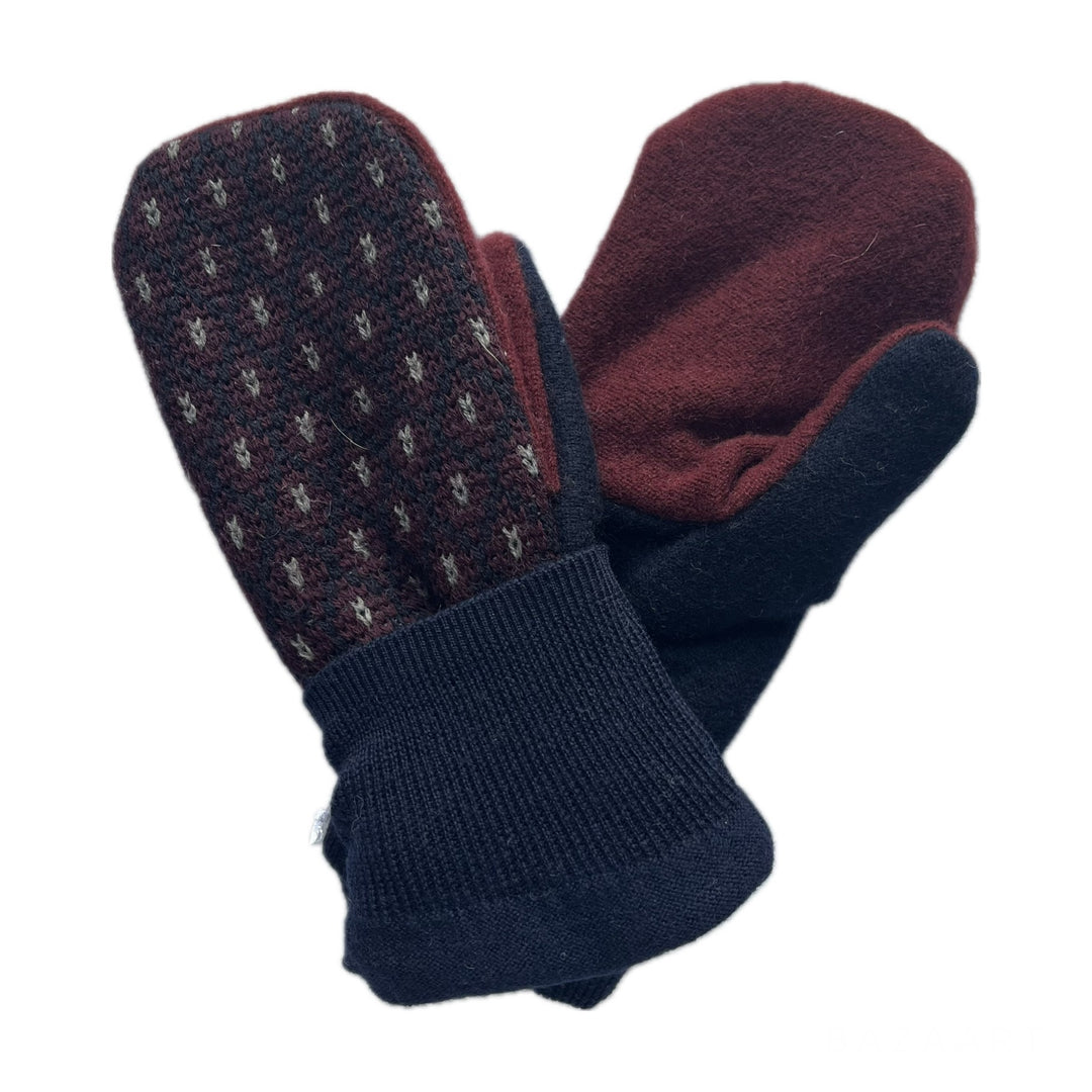 Womens Small Mittens Navy and Maron