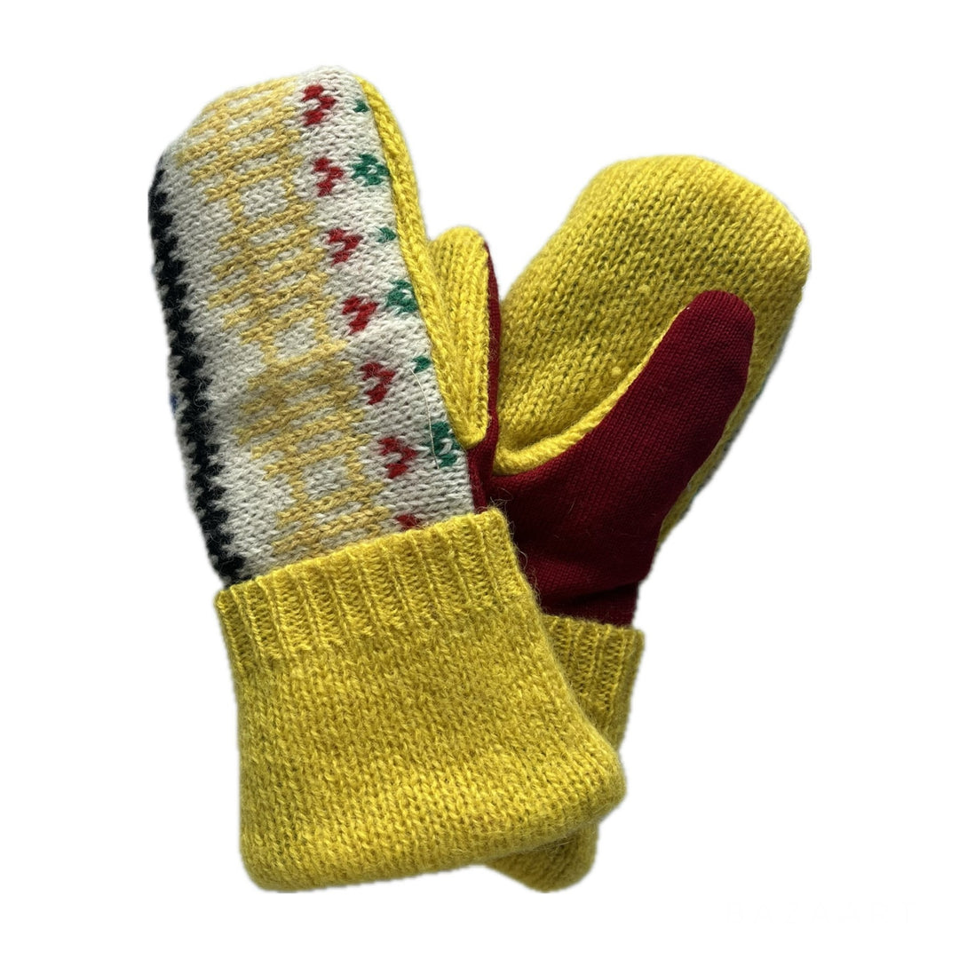 Womens Small Mittens Yellow and Red