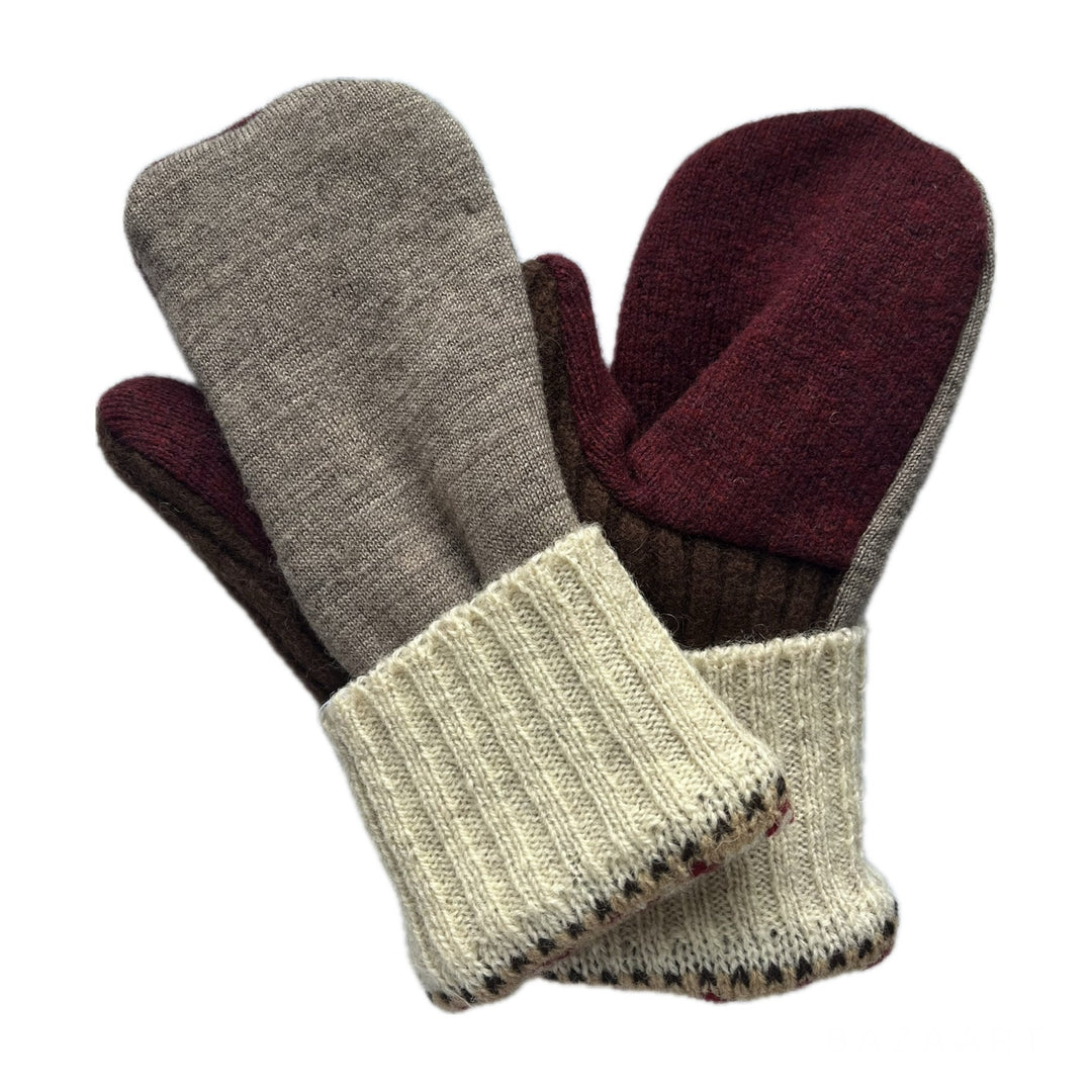 Womens Small Mittens Grey and Maroon