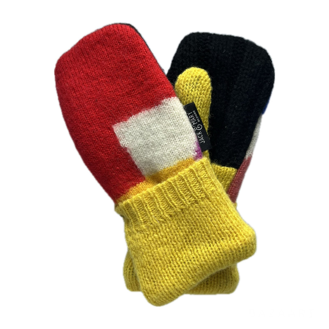 Womens Small Mittens Red and Yellow