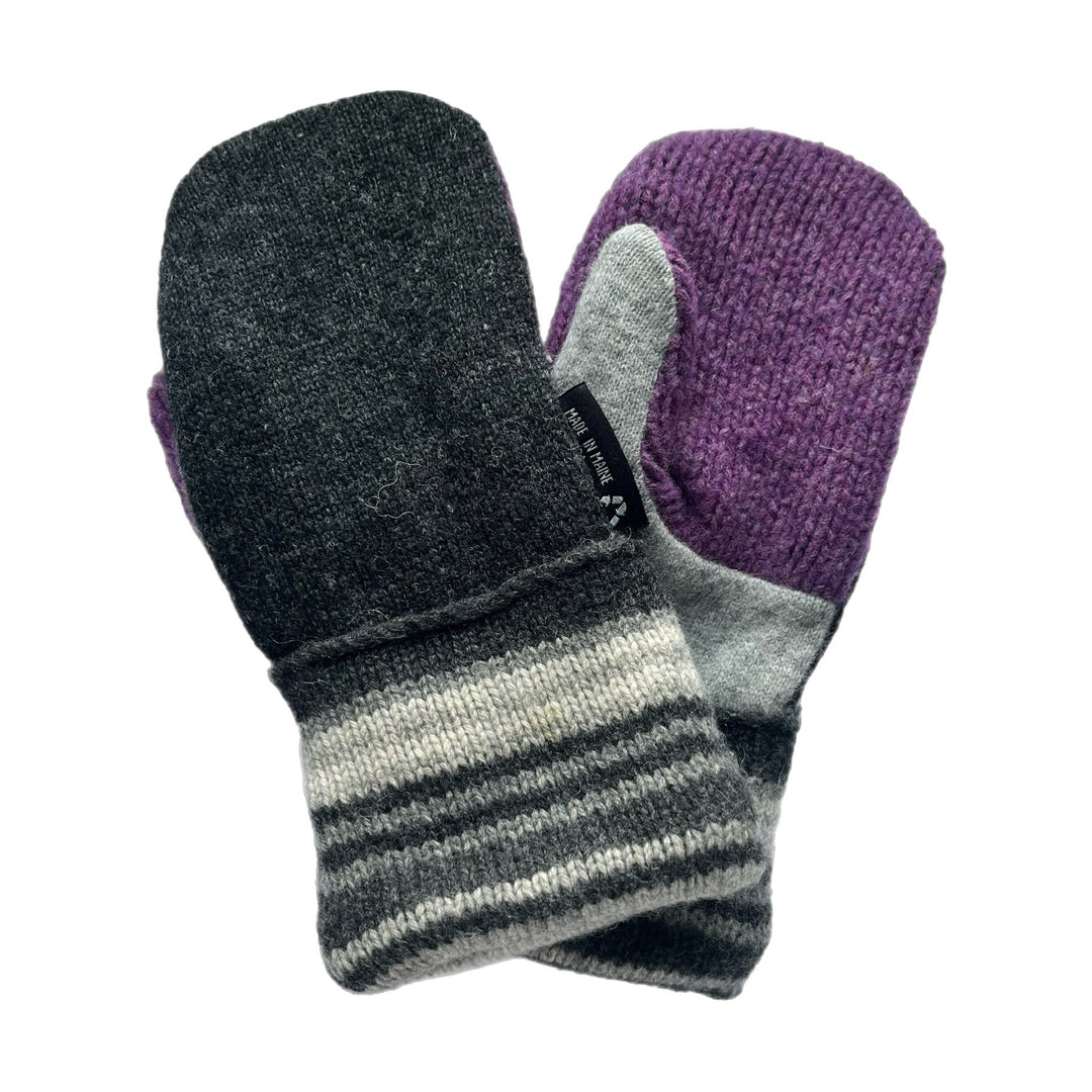 Womens Small Mittens Charcoal and Purple