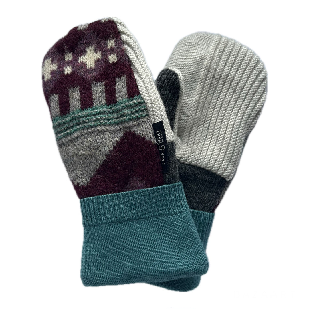 Womens Small Mittens Nordic Purple & Teal