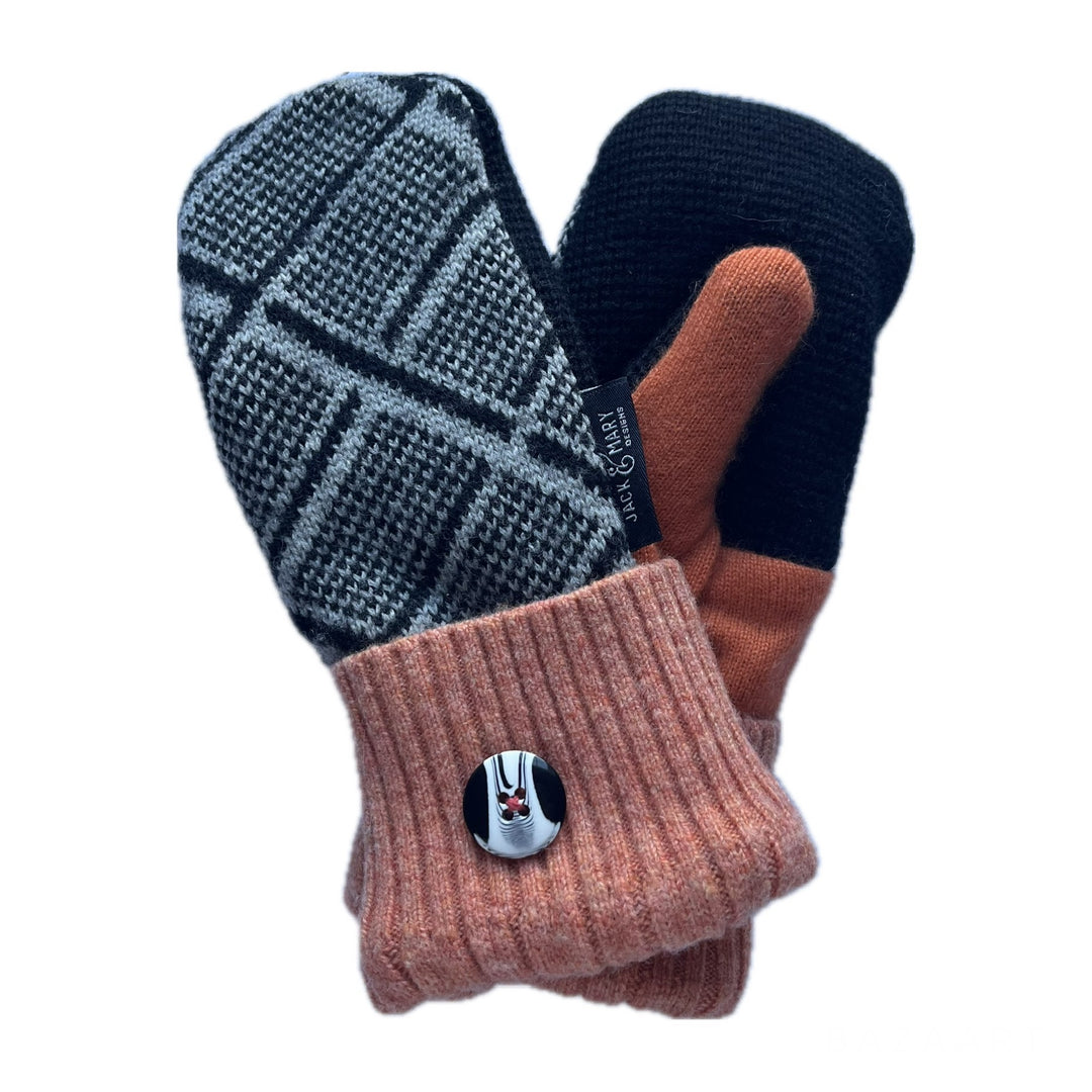 Womens Small Mittens Navy and Orange