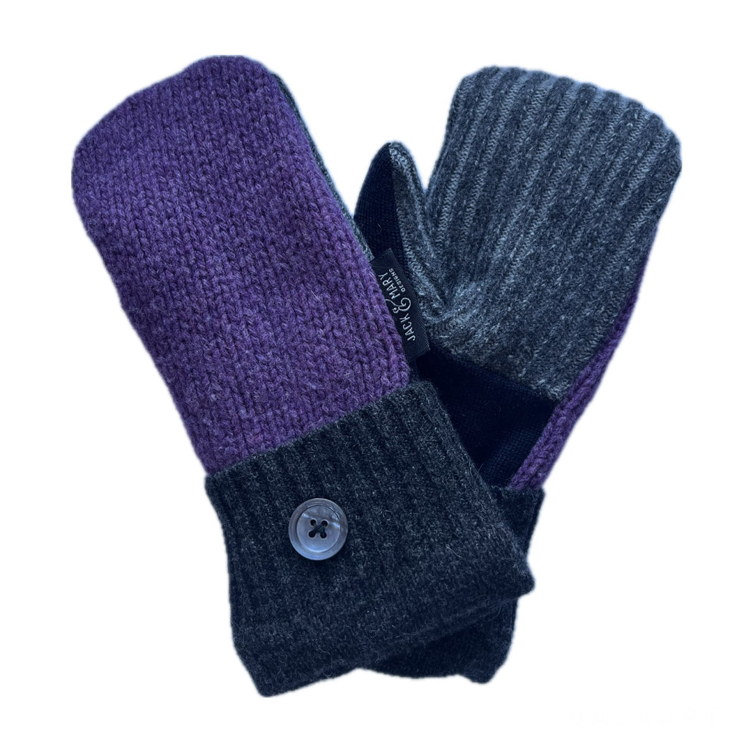 Womens Small Mittens Purple and Charcoal