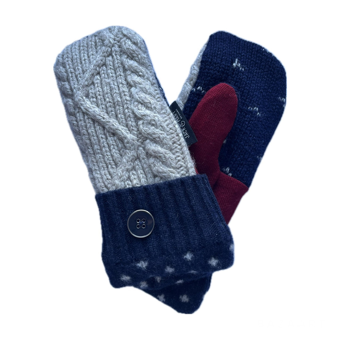 Womens Small Mittens Grey and Navy