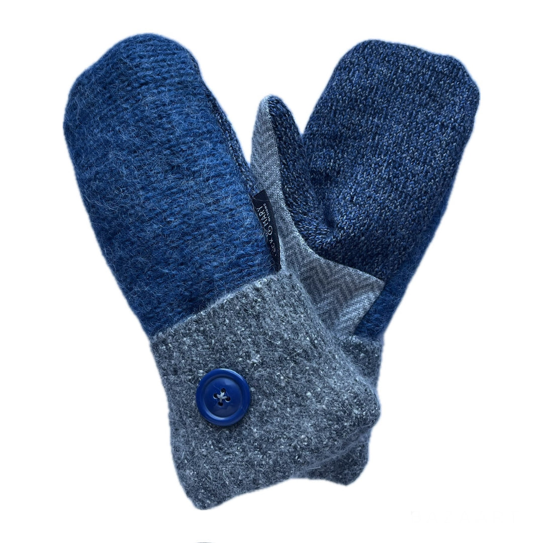 Womens Small Mittens Grey and Blue