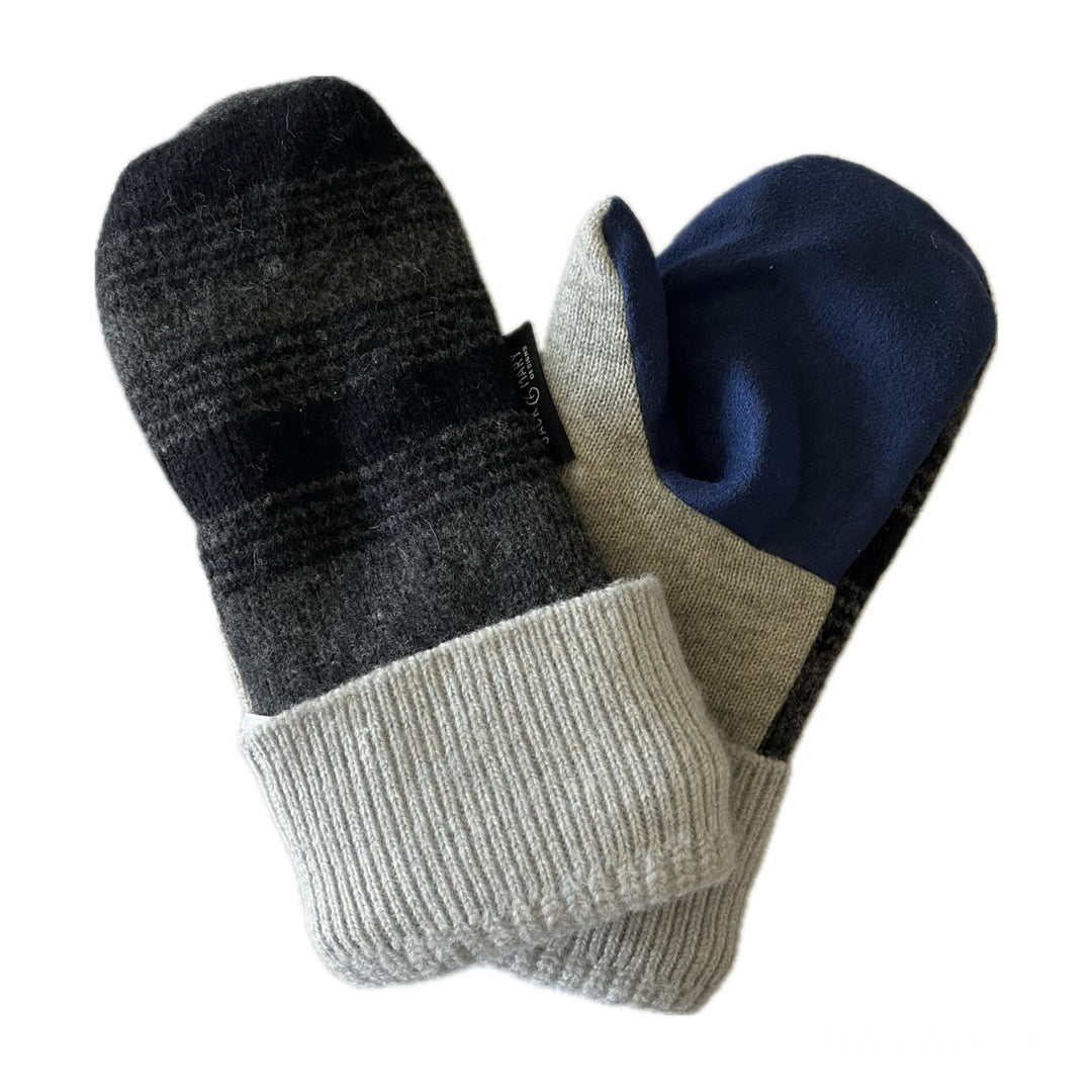 Womens Small Driving Mittens Grey & Blue