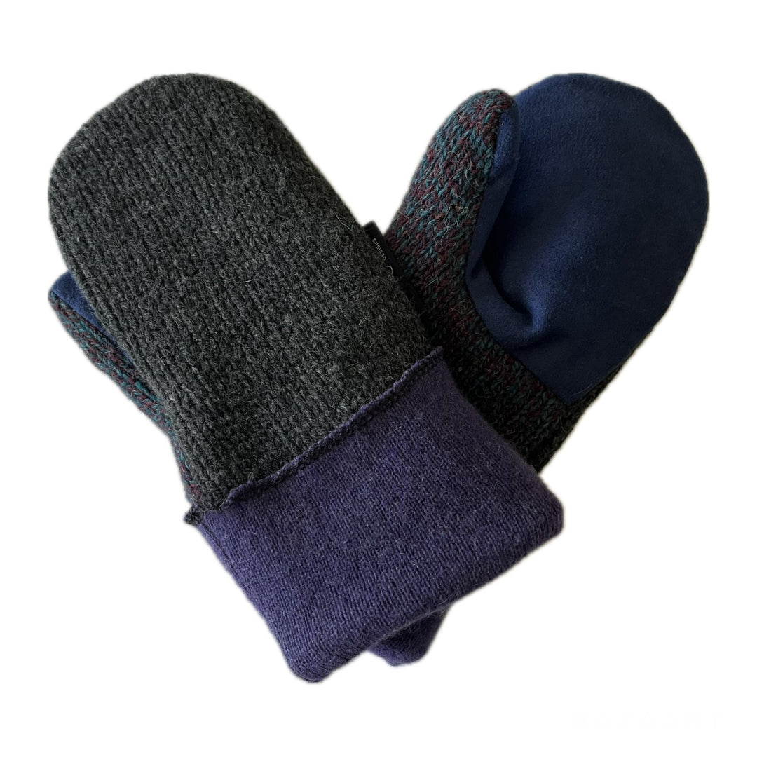 Charcoal, Purple and Blue Womens Small Driving Mittens