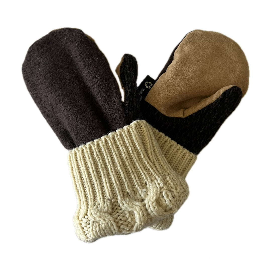 Chocolate & Beige Womens Small Driving Mittens
