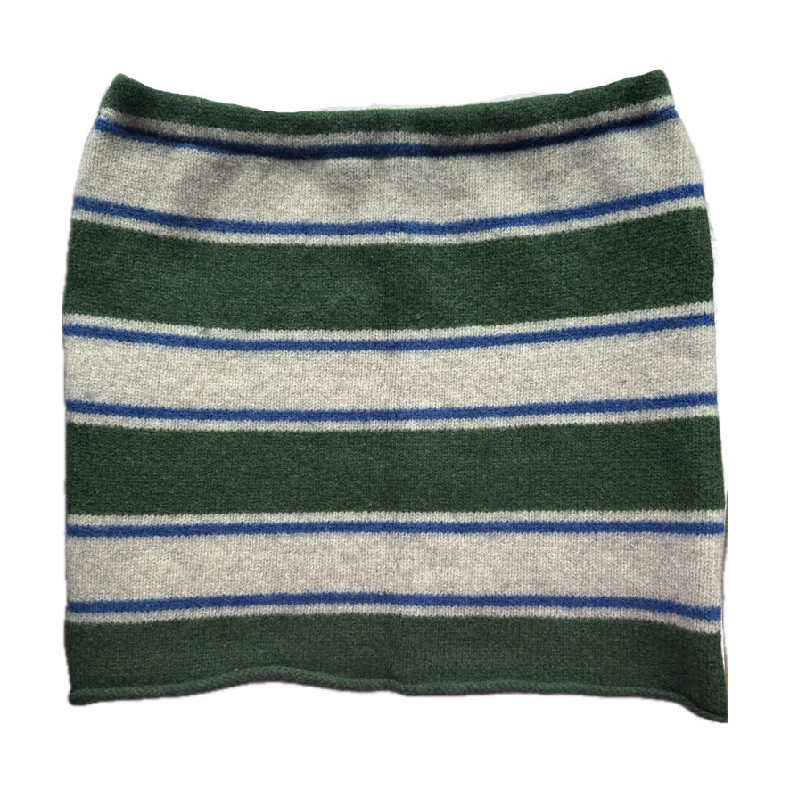 Medium Bun Warmer Skirt - Forest Green, Cream & Blue Stripe - 299