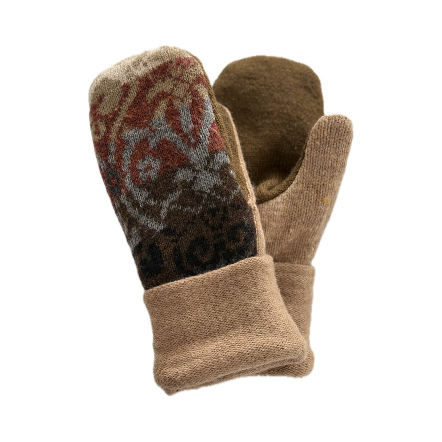 Women's Mittens - Multicolor Pattern with Camel  - 1677
