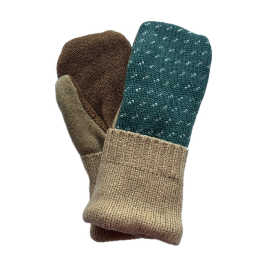 Men's Mittens - Camel & Green Nordic - 383