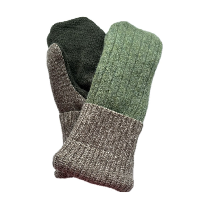 Men's Mittens - Pistachio & Beige - 390