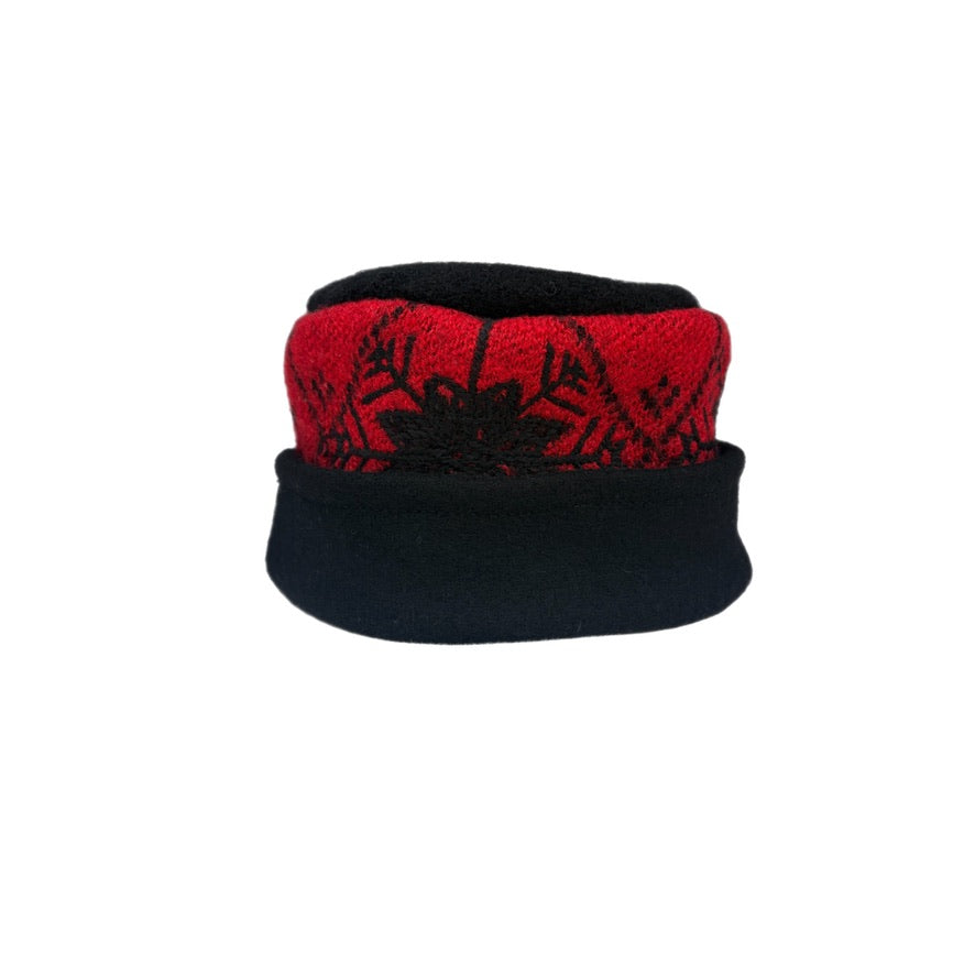Kids Hat - Black & Cherry Red Nordic - 172