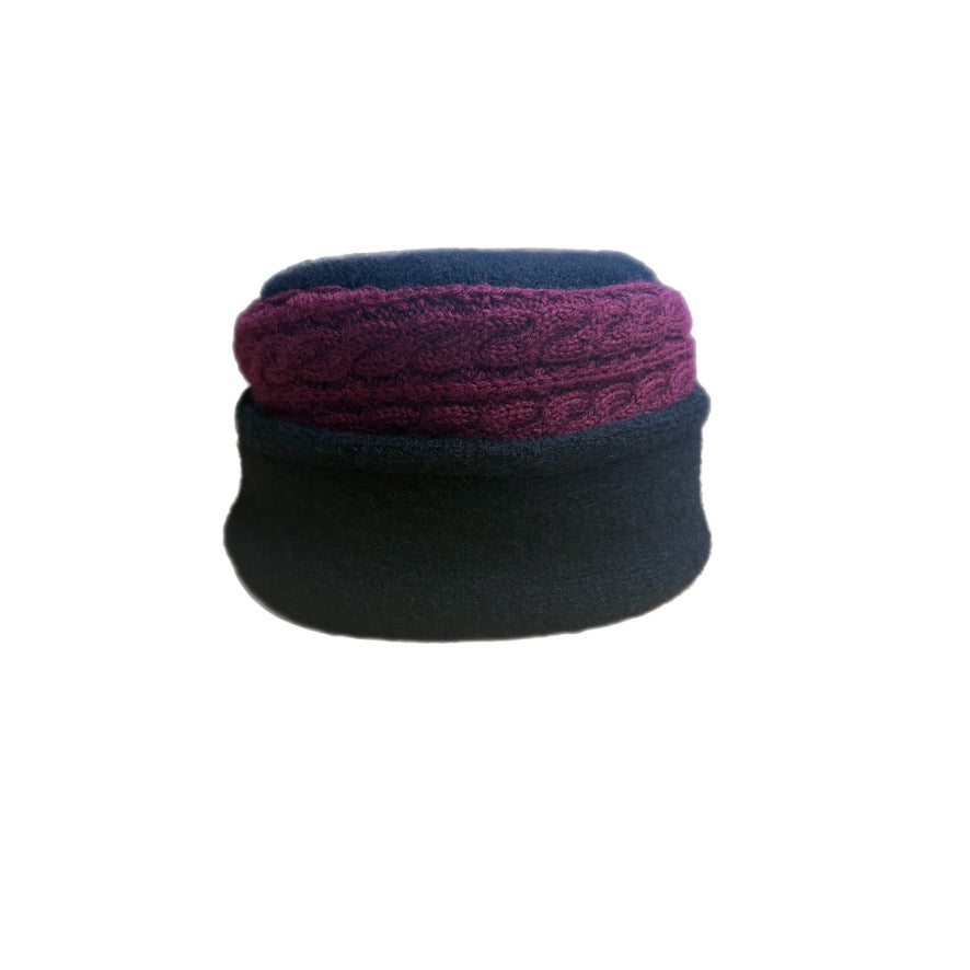 Kids Hat - Midnight & Purple Cable Knit - 171