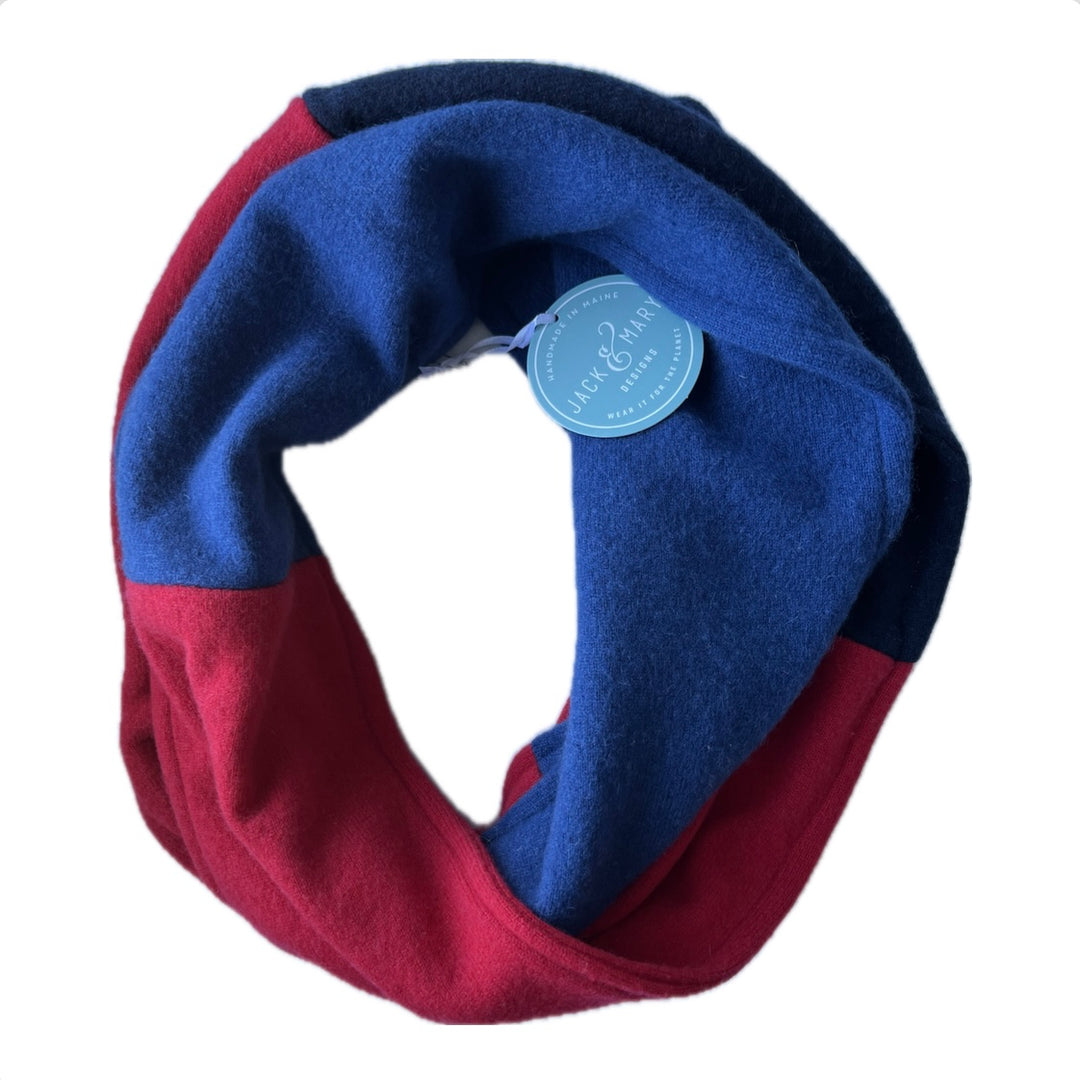 Cashmere Circle Scarf Blue & Red