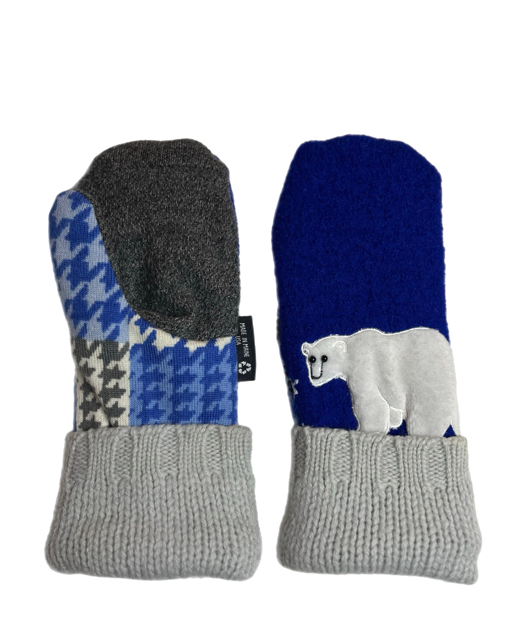 Women's Mittens - Blue & Grey with Polar Bear - 1616 M/L