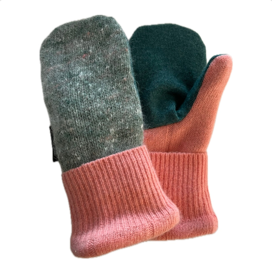 Women's Mittens - Green/Blue & Faded Pink - 1530 M/L